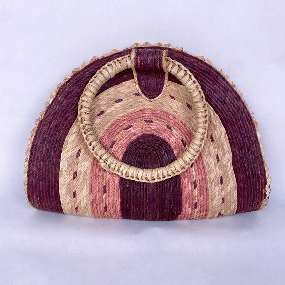 Raffia Wicker Color Block Handbag - Picture 1 of 4